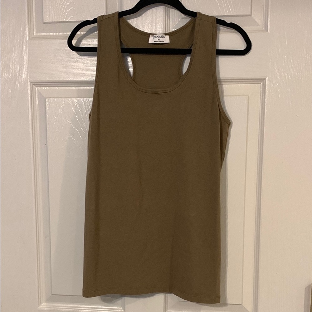 Zenana Outfitters Olive Green Racerback Tank Top size XL